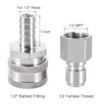 MRbrew Quick Disconnect Set, 304 Stainless Steel 1/2 FPT Male Thread Disconnect 1/2” Barb Female Brewing Connector Kit Quick Disconnect for Ball Valve & Wort Beer Pumps & Wort Chiller Hose Fitting