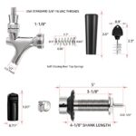 Hgkeke Beer Faucet 4-1/8 Inch Shank Kit Leak-Free Stainless Steel Core Draft Beer Faucet for Homebrew – 1/4 Barb Homebrew Beer Tap Faucet