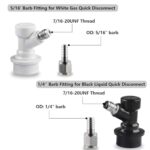 6 Pairs Keg Disconnect Ball Lock Keg Fitting Set Quick Ball Lock MFL Disconnect with Stainless Steel 5/16” Gas & 3/16” Liquid Barbs for Homebrew with Hose Clamps by MUGLIO