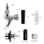 Hgkeke Beer Tap Faucet 2″ Shank 1/4″ Nipple Shank Draft Beer Faucet Kit Craft Beer Tap Rustproof Plated Beer Tap Stainless Core Beer Faucet 2’’ Shank 1/4 Barb Homebrew Beer Tap Leak-Proof Tap + Cover