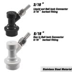 2 Pair Hose Swivel Nut Barb, 3/16” Barb & 5/16” Barb, Stainless Steel 1/4″ MFL Quick Disconnects Fittings for Home Brewing Keg by PERA