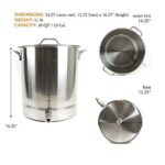 GasOne BS-40 10 Gallon Stainless Steel Kettle Pot Pre Drilled 4 PC Set 40 Quart Tri Ply Bottom for Beer Includes Lid, Thermometer, Ball Valve Spigot-Home Brewing Supplies, QT