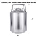 TMCRAFT 2.6 Gallon Mini Ball Lock Keg, Stainless Steel Double Ball Lock Post Corny Keg with Quick Disconnect Set for Home-brewing(10L)