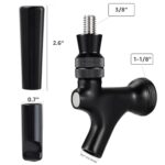 WELLBOM Beer Faucet Black Beer Tap Stainless Steel Core Draft Beer Keg Tap with Beer Faucet Tap Plug Brush Plug for Homebrew Commercial Bar Kegerator Accessories