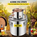 VEVOR Alcohol Still 5Gal/20L Alcohol Distiller Stainless Steel Distillery Kit for Alcohol With Copper Tube & Pump Home Brewing Kit Build-in Thermometer for DIY Whisky Wine Brandy