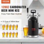 Beer Growler Tap System, 128Oz 4L Mini Keg, 304 Stainless Steel Pressurized Beer Growler, Keg Growler with Pressure Display, CO2 Regulator Faucet, Leak-Proof Ring For Draft, Homebrew, Craft Beer