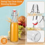 12 Pack 32oz Flip Top Glass Bottle 1 Liter Swing Top Bottles Home Brewing Bottles Beer Bottle with Airtight Seal Flip Caps for Kombucha, Beverages, Beer, Oil, Vinegar, Water, Soda, Kefir