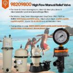 DearChan 98209800 High Flow Manual Relief Valve/Air Relief Manual Valve Assembly with Pressure Gauge, Replacement for Pool and Spa Filter (1 PACK-98209800)